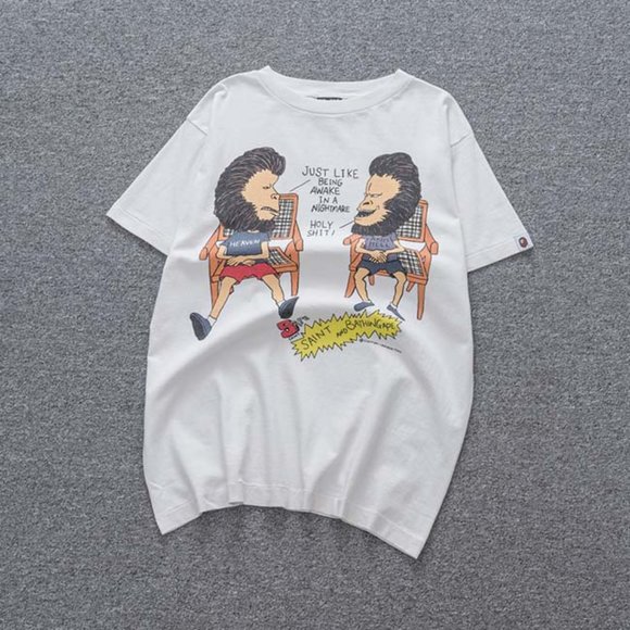 Saint Michael x A Bathing Ape Heaven & Hell Anime Print Short Sleeve White - Picture 1 of 11
